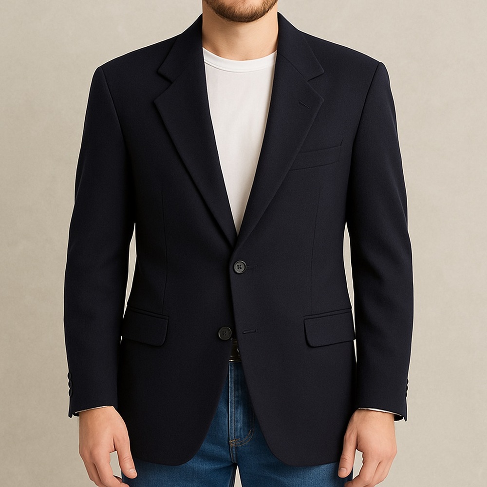 Oscar de la Renta Men's Elegant Black Wool Blazer